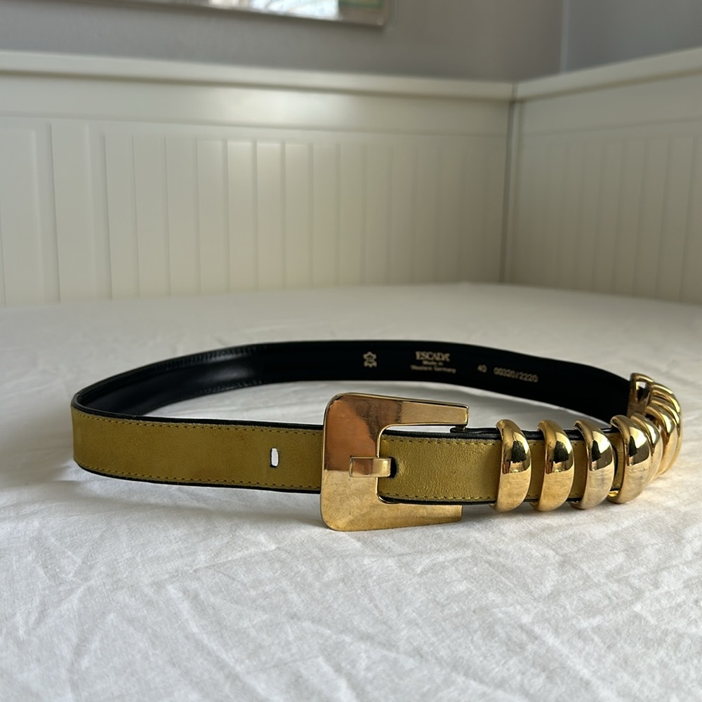 Escada Olive Green and Gold Belt